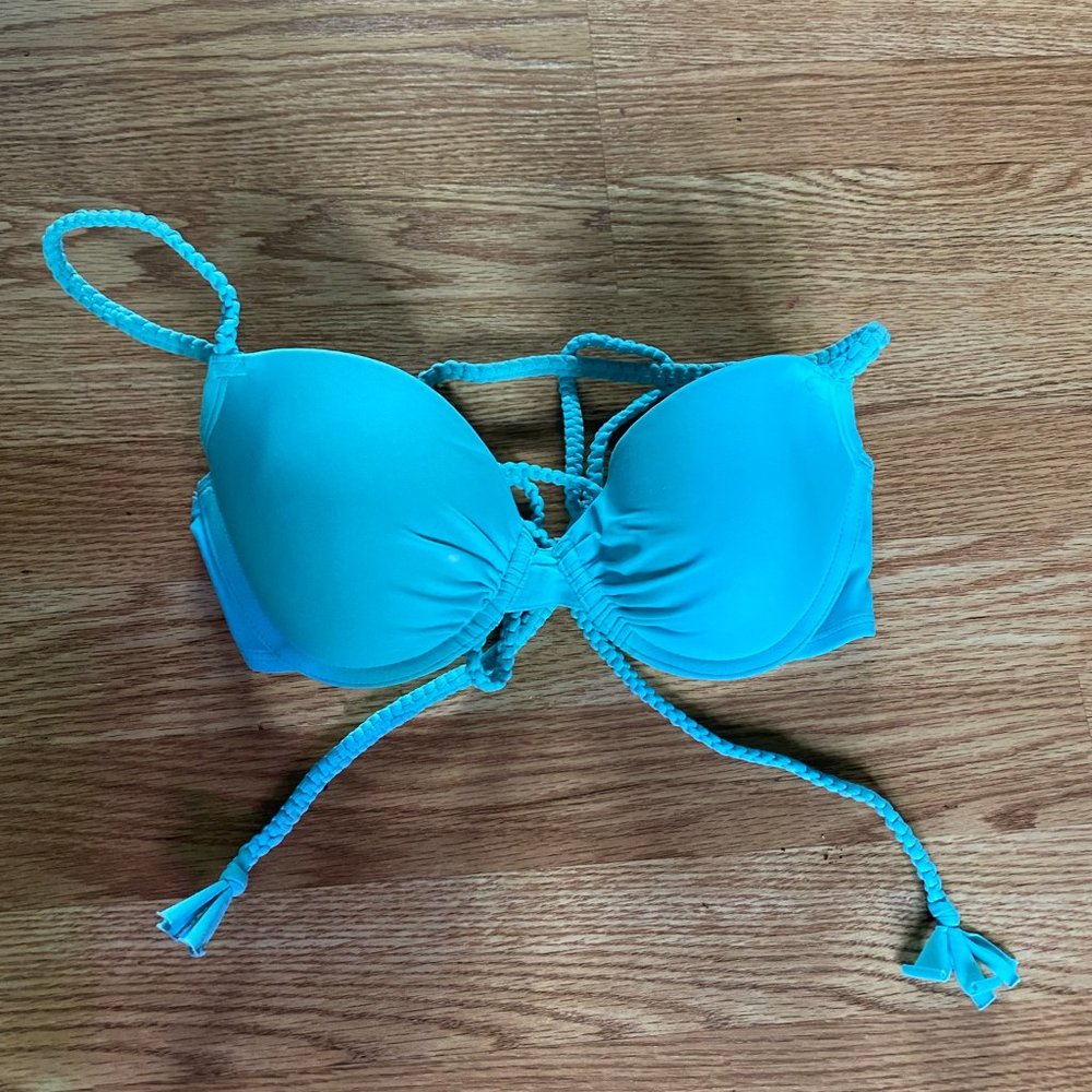 AERIE Blue Cupped Bikini Top